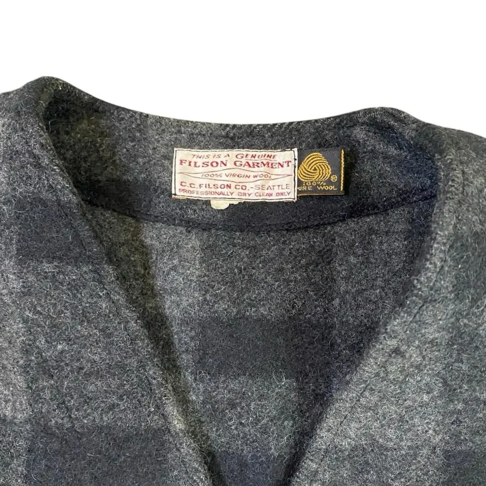Filson Gray Plaid Wool Vest - Picture 4 of 5